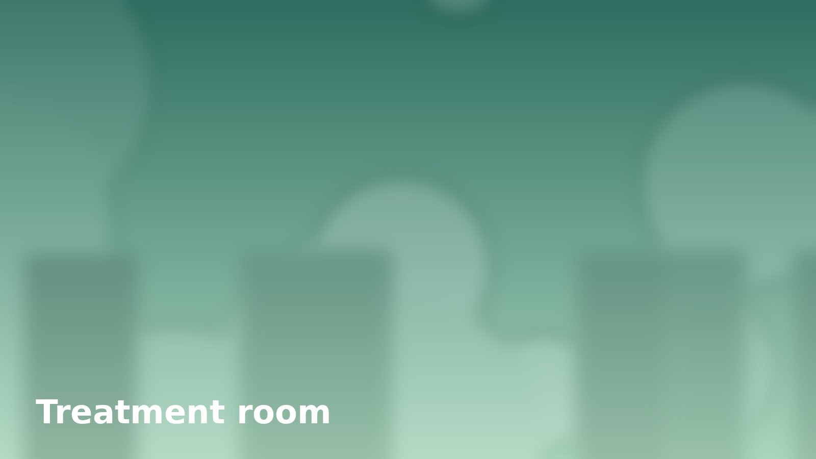 A bright treatment room with a treatment couch